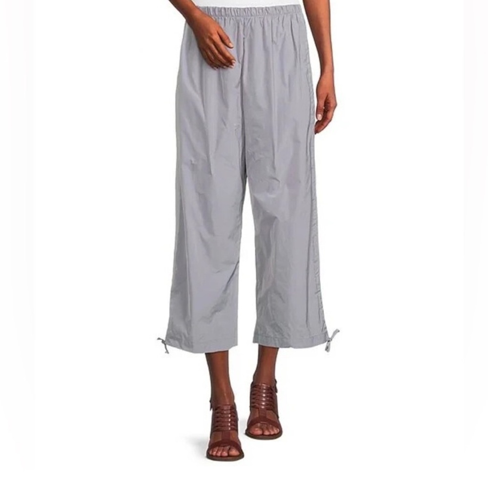Bryn Walker Side Ruched Pant Large Coastal Beachy Gray Lightweight Lagenlook